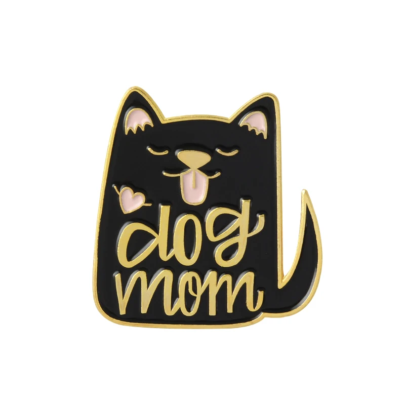 Черная белая кошка собака брошь Собака Мама кошка леди любовь Kawaii животное Эмаль Булавка одежда Нагрудный значок животное кошка пара День матери Подарки - Окраска металла: dog black