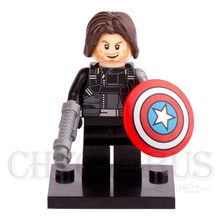 SingleSale Bucky зимний солдатик с щитом Капитан Америка Civil War Super Heroes minifig строительные