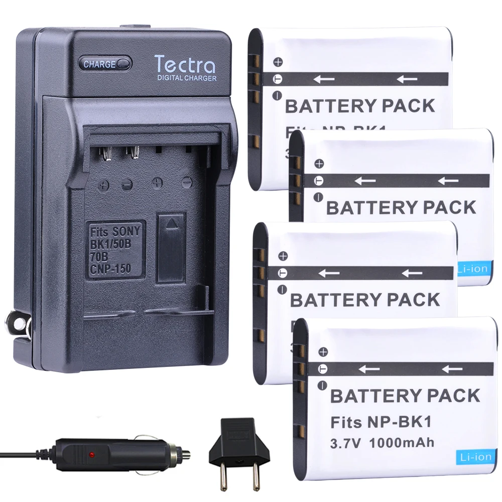 Батарея для литий-ионной камеры Tectra, 4 шт., NP-BK1 NPBK1 NP BK1 + Цифровое зарядное устройство для Sony S750 S780 S950 DSC-S980 W180 Батарея для литий-ионной камеры Tectra, 4 шт., NP-BK1 NPBK1 NP BK1 + Цифровое зарядное устройство для Sony S750 S780 S950 DSC-S980 W180