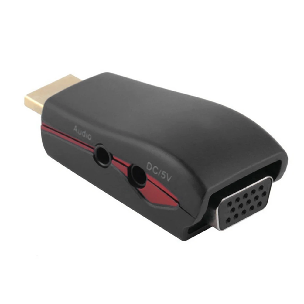 Топ предложения HDMI в VGA + 3 5 мм разъем аудио кабель видео конвертер адаптер для ПК