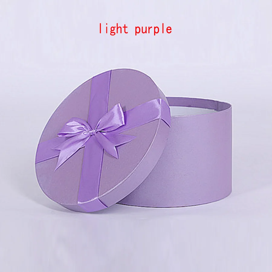 light purple 35x18 см Цветы Подарочная коробка чистый цвет круглая бумага картонная коробка День Святого Валентина Свадебная вечеринка украшение дома сувениры подарок - Цвет: light purple