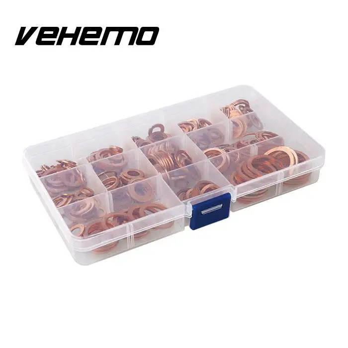 Vehemo 280 шт. одноцветные медные шайбы комплект штепсельных вилок с пластиковой