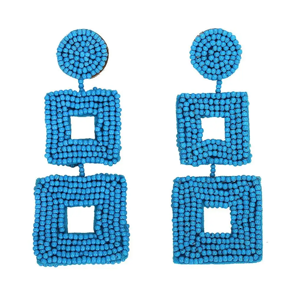 Girlgo Boho, женские серьги-капли ручной работы с бисером и бахромой, этнические синие серьги с кисточками, массивные серьги, ювелирные изделия, вечерние, подарки - Окраска металла: r