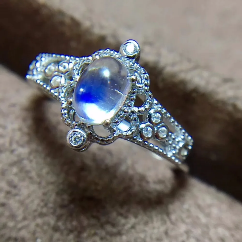 Uloveido натуральный лунный камень синего цвета кольцо для женщин 925 пробы
