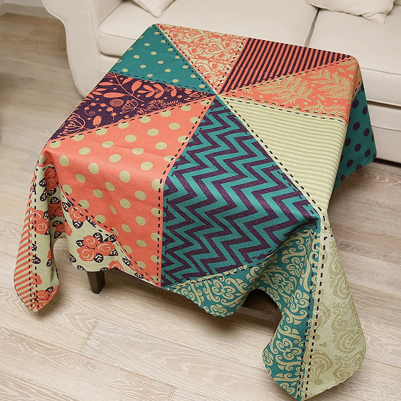 Геометрическая полосатая хлопковая льняная скатерть простая пасторальная