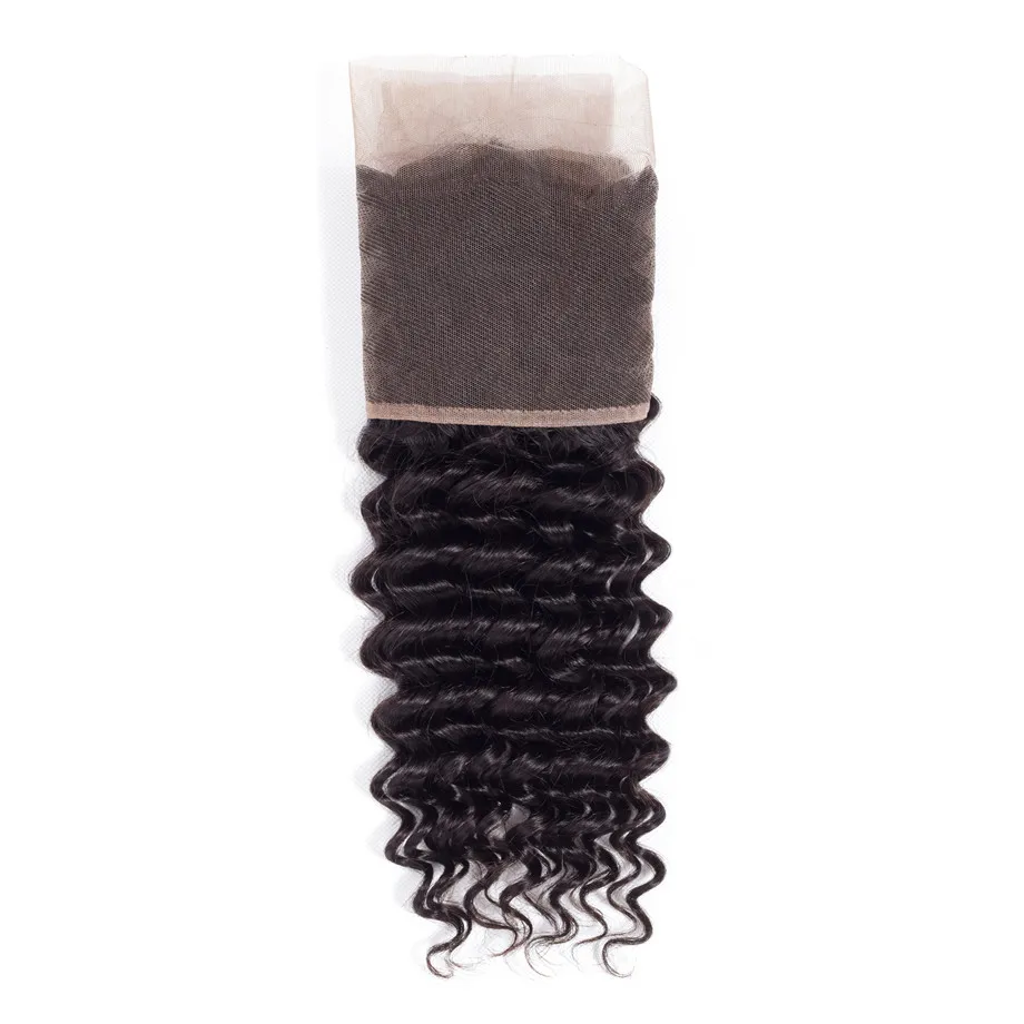 Bling Hair бразильские глубокая волна Закрытие 13*4 Кружева Фронтальная Remy человеческие волосы закрытие свободная часть с детскими волосами натуральный цвет "-22"