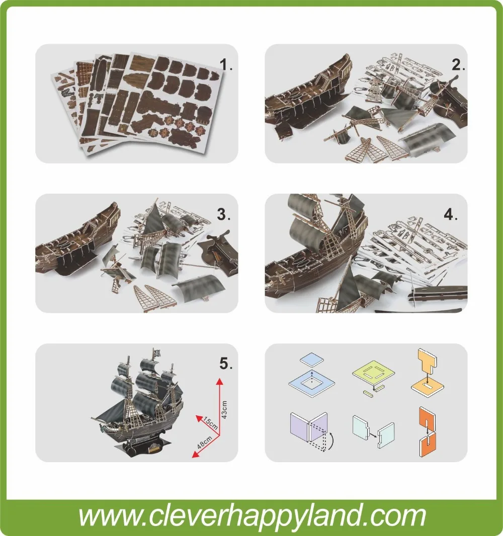 

155PCS The Queen Anne's Revenge kinds of handicrafts products 3d jigsaws puzzles toy ships for sale