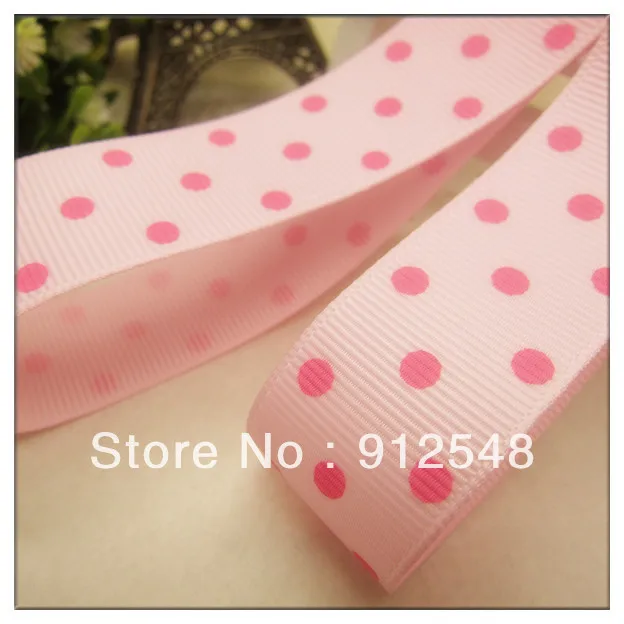 7/8 &quot(22 мм) Grosgrain лента В Горошек розовая с розово-красными точками аксессуары для