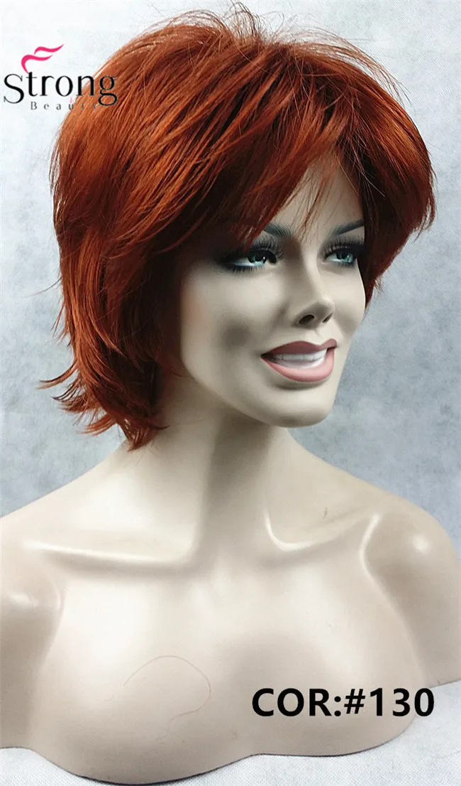 StrongBeauty короткий светло-коричневый подчеркивает Feathery Shaggy полный синтетический парик выбор цвета