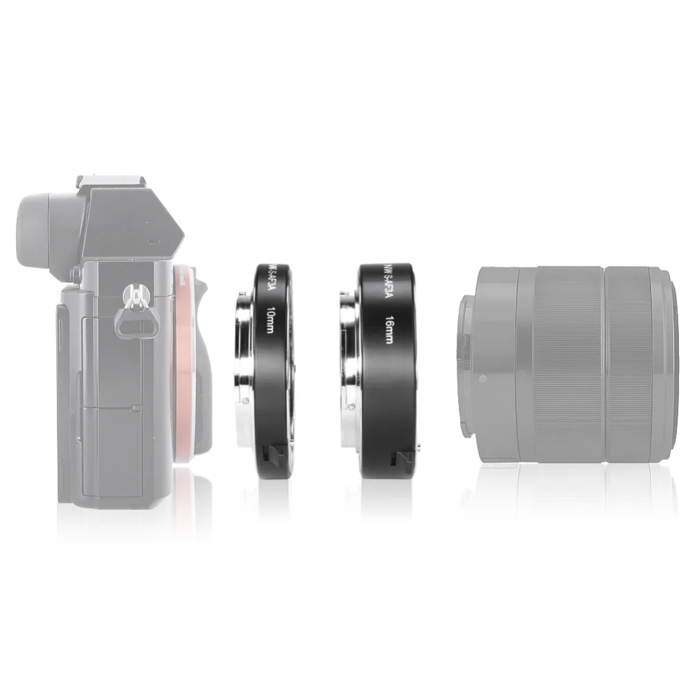 Neewer металлический AF Автофокус Макро Удлинитель Набор 10 мм и 16 мм для sony NEX E-mount для камеры NEX 3/5N/A6000 и полная Рамка A7/A7R