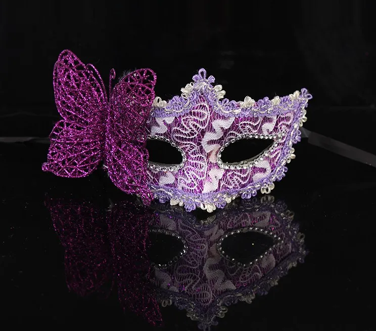 Purple YOFAY Вечерние Маски для женщин Сексуальная кружевная маска с бабочкой для венецианские костюмы для маскарада и Хэллоуина Карнавальная маска для анонима - Цвет: Purple