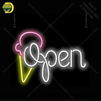 neon sign for open with ice cream cone neon light sign decor store display glass tube handcrafted arcade art neon lamp for room