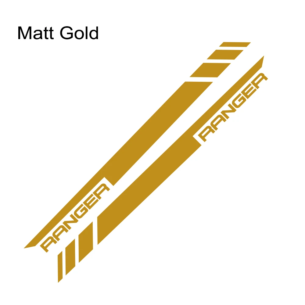Matt Gold 2 шт. Автомобильная наклейка в полоску стильный Стайлинг Авто DIY виниловая обертка Наклейки тюнинг автомобильные аксессуары для Ford Ranger Raptor Pickup - Название цвета: Matt Gold