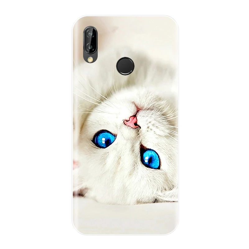 Phone Case For Huawei P20 P10 P9 P8 Lite 2017 Soft Silicone Cute Cat Painted Back Cover Pro Mini | Мобильные телефоны и
