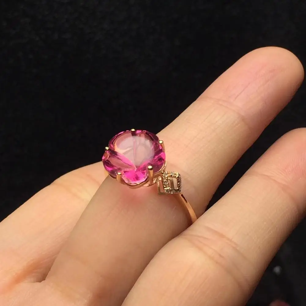 Кольцо с топазом ювелирные изделия из чистого 18-каратного розового золота AU750 100%