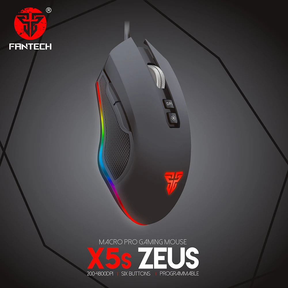 Компьютерная проводная мышь Fantech X5s 4800 DPI USB оптическая игровая для ПК с кабелем 6D