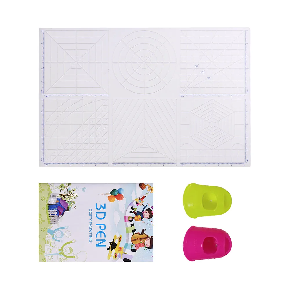 Multi Purpose 3D Printing Pen Template Soft Silicone Mat Drawing Templates Copy Board with Fingerstalls | Компьютеры и офис