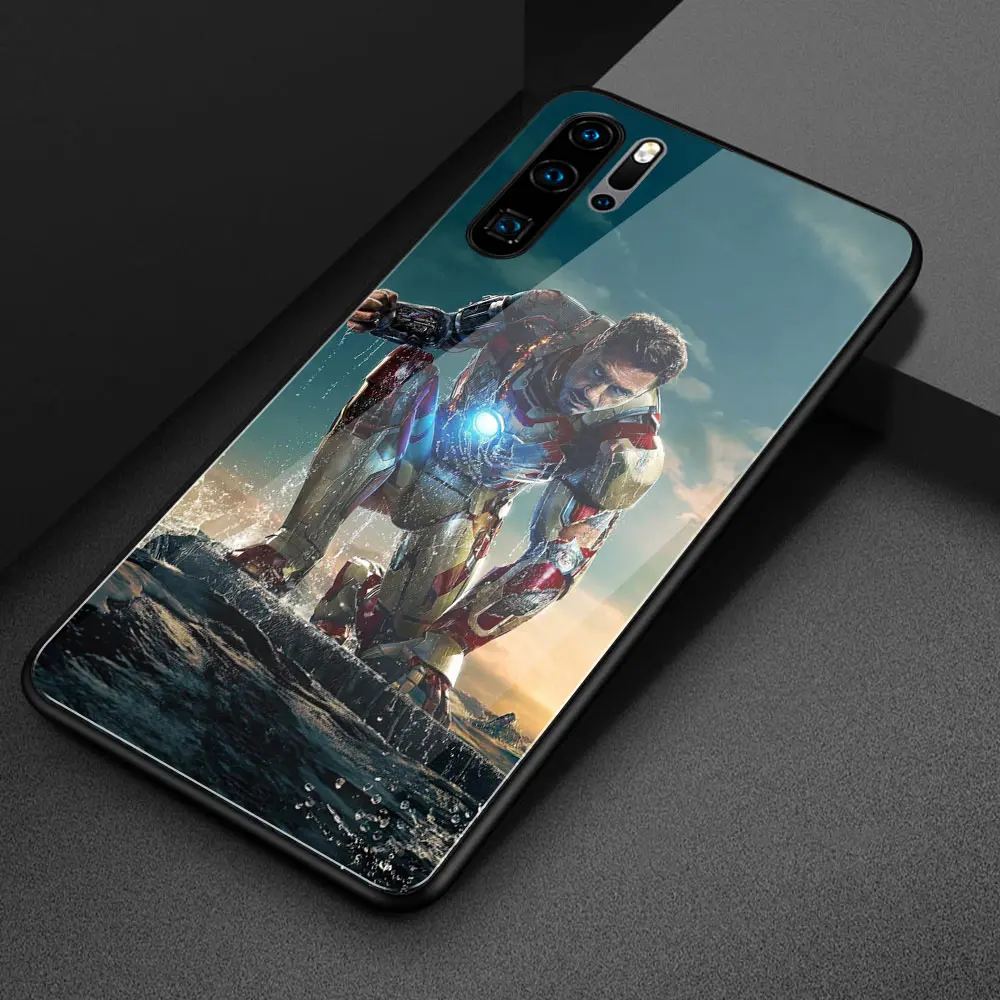 Чехол для huawei p20 стеклянная задняя крышка p30 Железный человек чехол Huawei P9 P10 Plus P20 P30