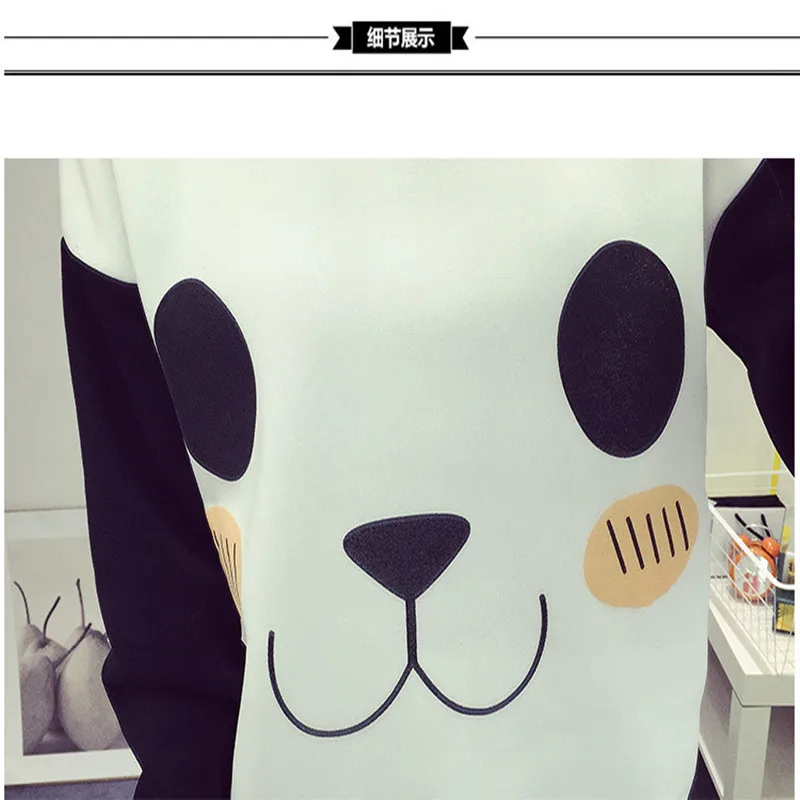 2017 женские свитшоты с капюшоном в духе колледжа Модные пандой повседневные