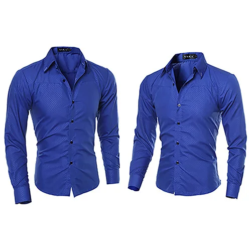 

Men Fashion Dark Striped Business Slim Fit Long Sleeve Casual Shirt