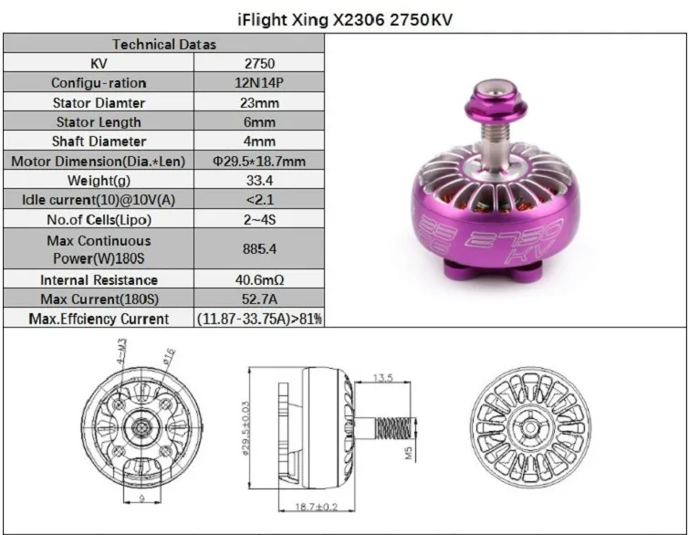 IFlight XING розовый 2306 1700KV 2450KV 2750KV 2-4s бесщеточный двигатель FPV с Титан сплав вал Совместимость 5 дюймов пропеллер