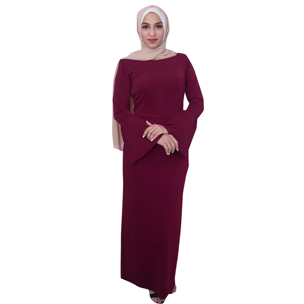 Женские Модные топы vestido мусульманское скромное платье Abaya Turkey длинный халат