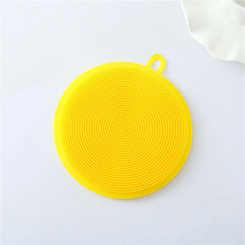 Yellow 1Pcs Силиконовая губка для чаши, кастрюли, мытья кухонных принадлежностей, мытья посуды, инструмент для приготовления пищи, Чистящая губка, чистящая щетка - Цвет: Yellow 1Pcs