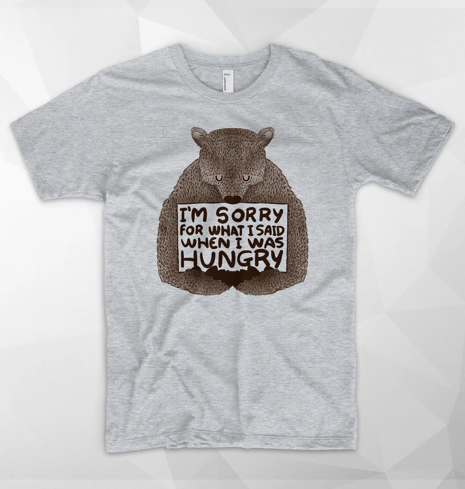 I'm Sorry Fot What I Said When Was Hungry T Shirt Bear Sarcasm Diet Gym Food 2019 fashion t shirt 100% cotton tee | Мужская одежда