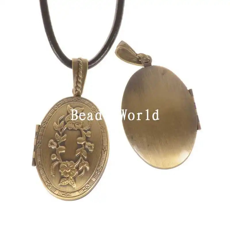Wholesale Free Shipping 1 Pcs Bronze Tone Picture /Photo Oval Locket Frame Pendants Flower Pattern Carved 52x27mm(W05076) | Украшения и