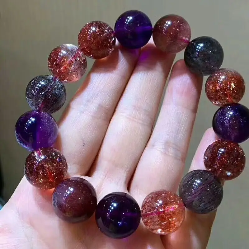 Натуральный лепидокроцит кварц рутилированный супер 7 семь мелодий камень для