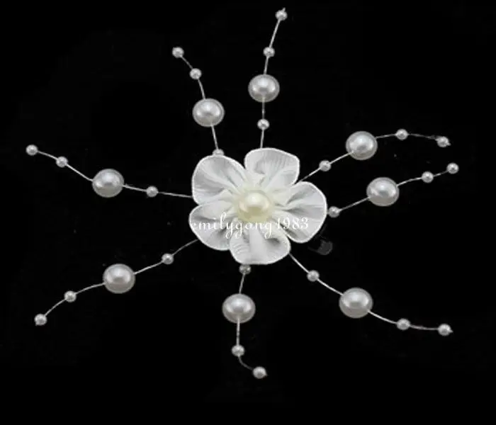 

3Pcs Wedding Bridal White Flower Pearl Hair Clips Hair Accessory A-12