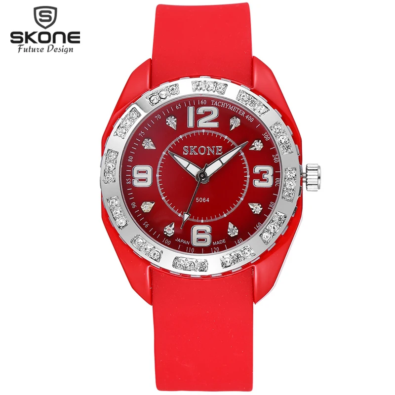 SKONE 8 цветов Светящиеся ручной горный хрусталь модные часы женские повседневные