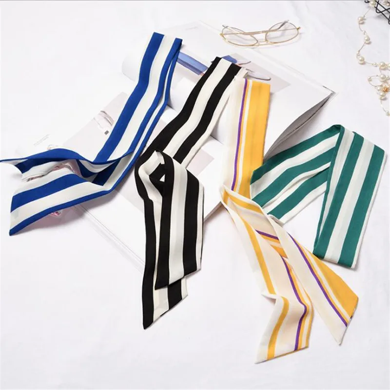 Женский винтажный шелковый шарф в горошек полоску| |