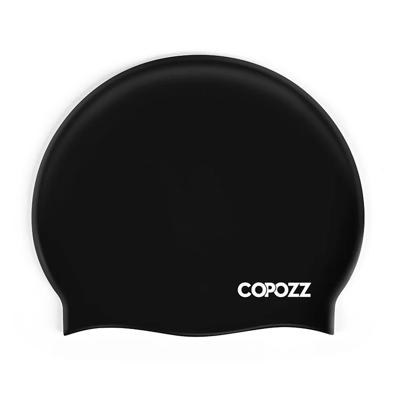 black COPOZZ плавающая шапка для бассейна Милая мультяшная собака дети Дети Badmuts водонепроницаемые защитные уши длинные волосы спортивные часы для мальчика и девочки плавающая шапка - Цвет: black