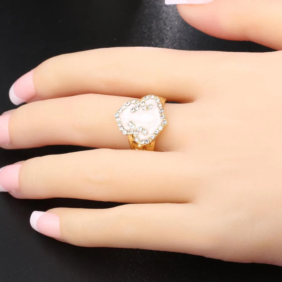 Женский ювелирный комплект из колье серёг и кольца золотистого цвета|earrings rings for