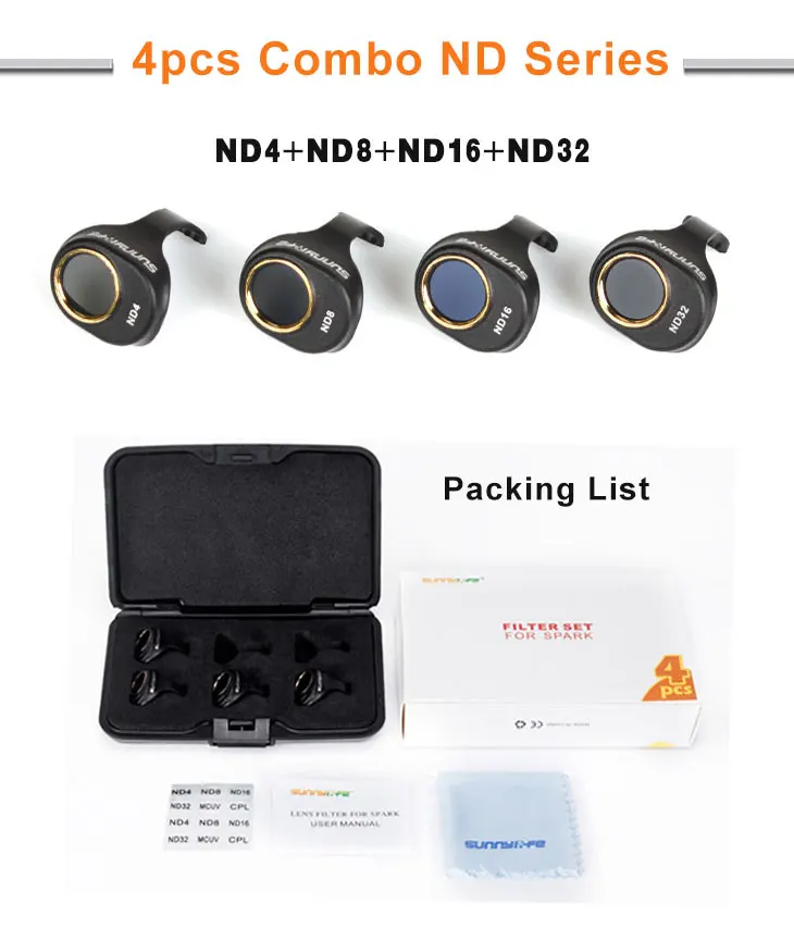 Оснастка на UV CPL ND4 ND8 ND16 ND32 фильтр объектива для DJI Spark Дрон камера ультра светильник аксессуары для объективов