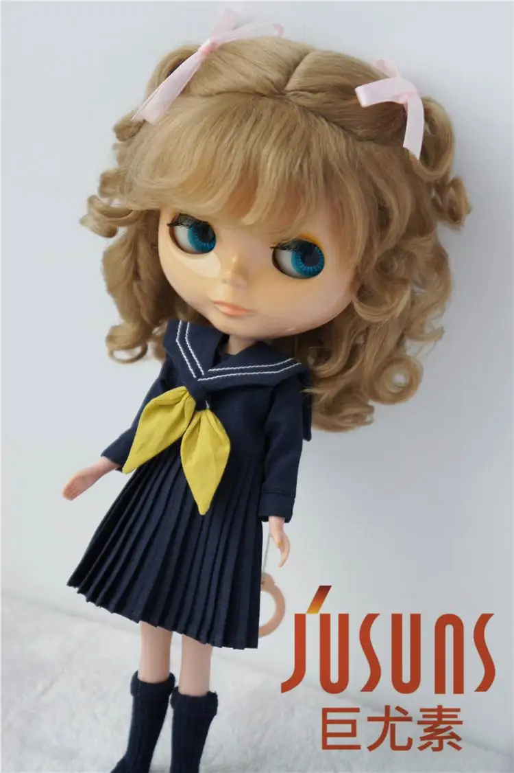 JD187 Размер 9-10 дюймов и 10-11 BJD мохер кукла парик длинная мягкая волна с 2 Пони Парики