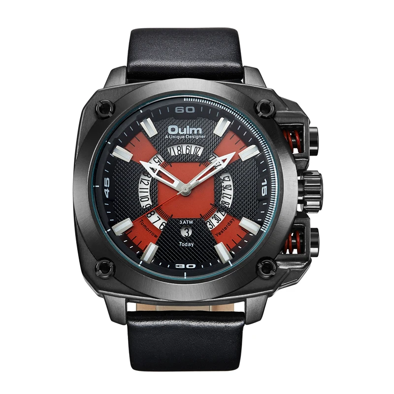 Часы OULM Мужские большого размера кварцевые деловые креативные с автоматической