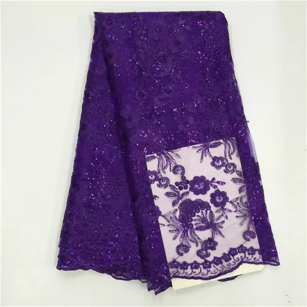 Африканский тюль кружевная ткань с блестками Королевский синий/желтый/Fushia/белый