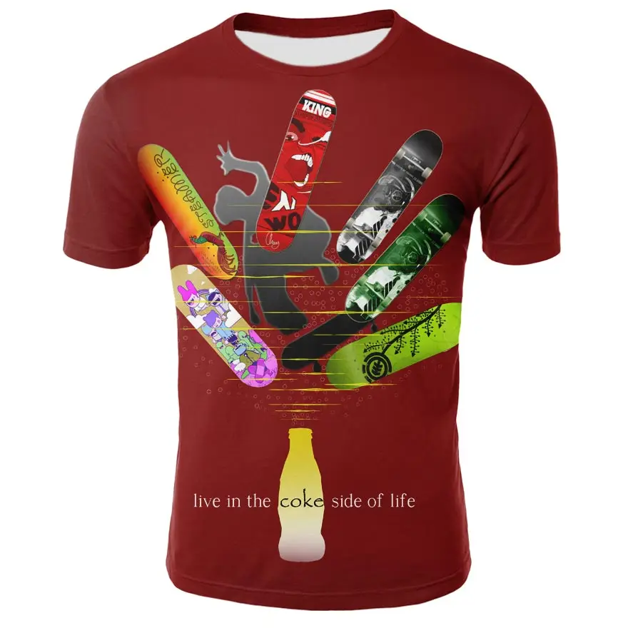 Лето 2019 мужская одежда с круглым вырезом для пива колы коротким рукавом 3d