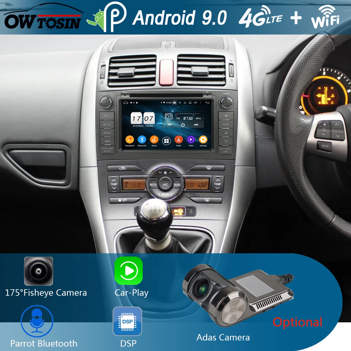 Автомагнитола с GPS Navi 7 &quotIPS 8 ядер 4 Гб ОЗУ + 64 ПЗУ Android 9 0 для Toyota Avensis 2009-2015 DSP CarPlay Parrot