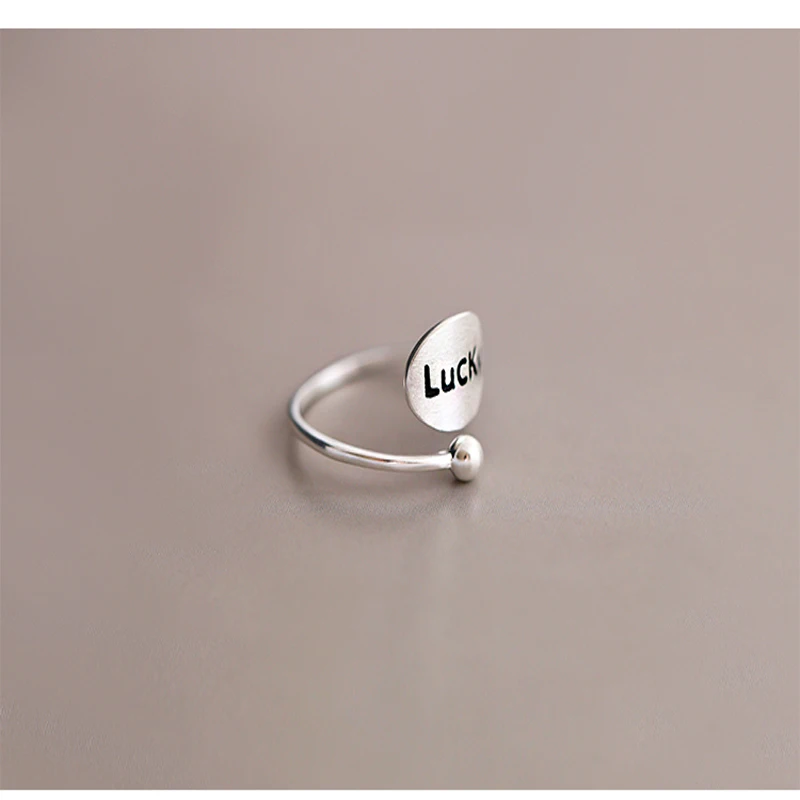 925 Sterling Silver Rings For Women Adjustable Girls Minimalist Personality Design Letter Ring Women's Christmas Gifts | Украшения и