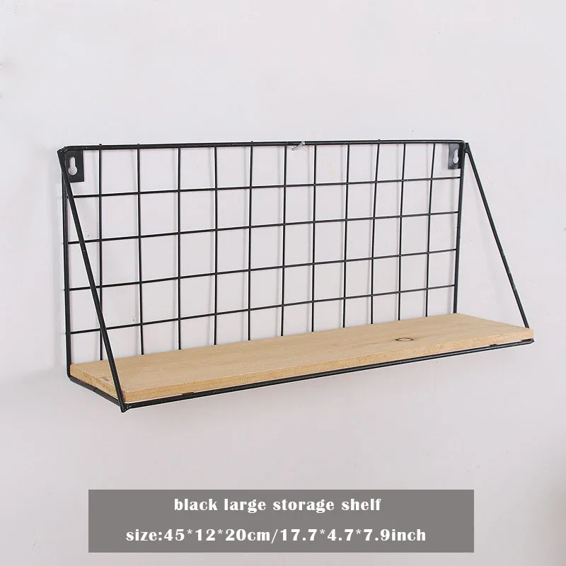 Vintage Iron Storage Shelf Wall Hanging Ornaments Sundries Holder Decoration Creative Wooden Rack Housekeeper Gifts | Дом и сад