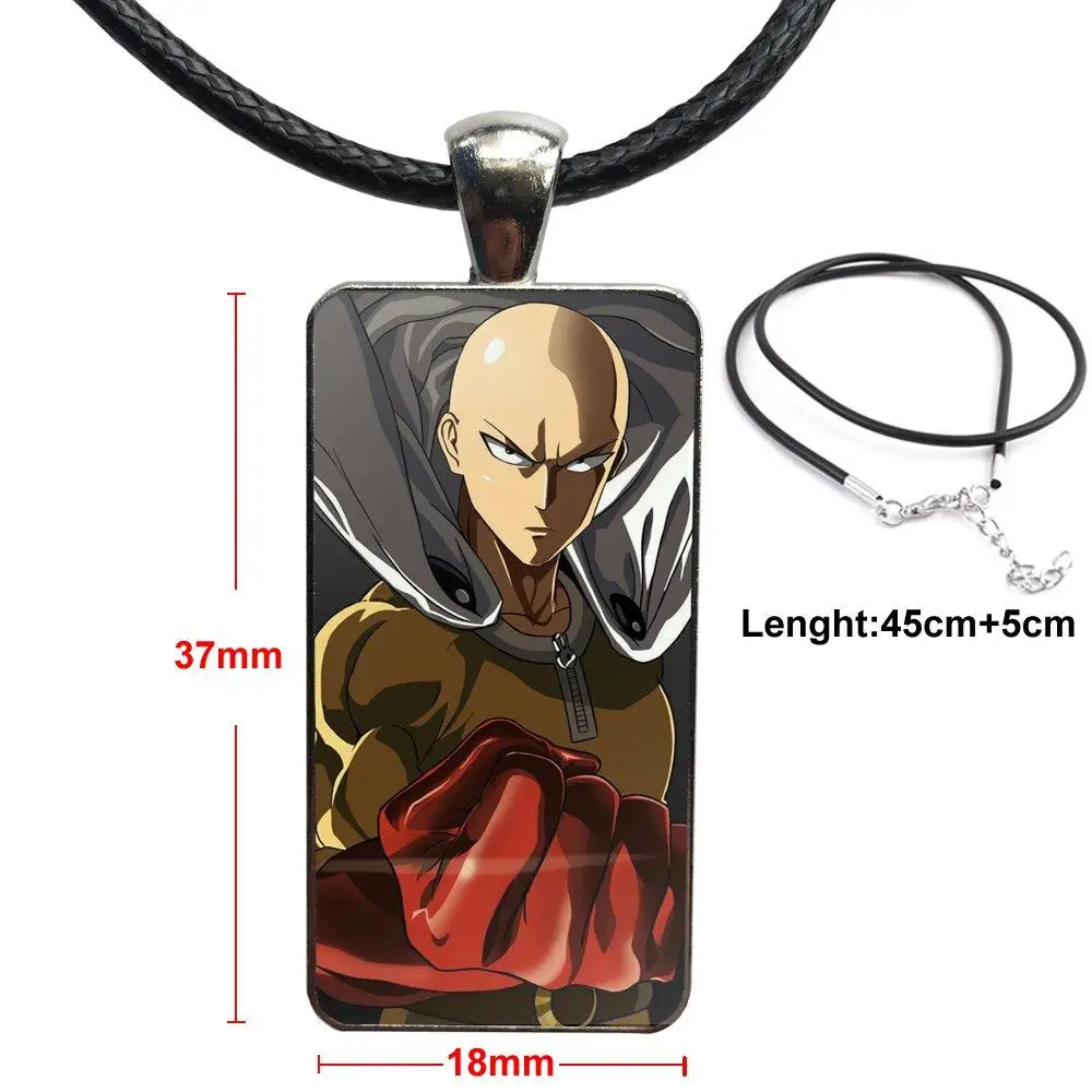 Японский аниме One Punch Man модный стеклянный кабошон кулон прямоугольное ожерелье