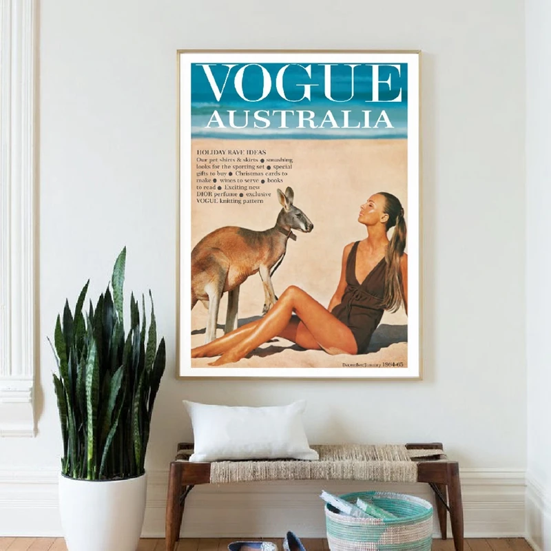 Vogue Cover Australia 1964 плакат и печать модная женщина кенгуру фотография холст живопись