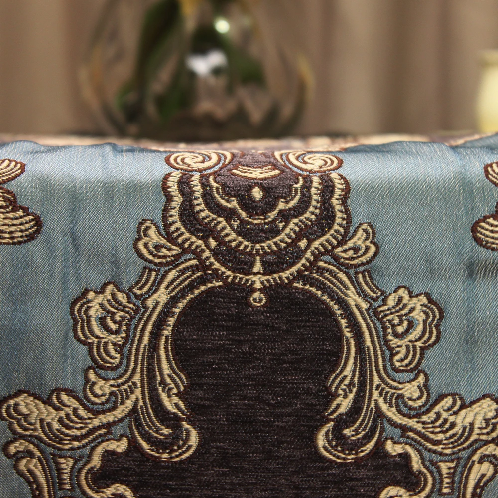 Темно синяя шенилловая жаккардовая роскошная классическая скатерть