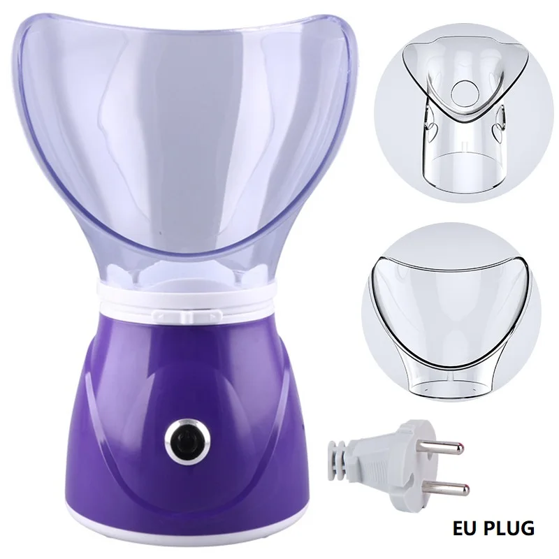 Purple EU Plug Отпариватель для лица Глубокая чистка лица Очиститель красоты лица паром устройства машина лица тепловой опрыскиватель инструмент для ухода за кожей распылитель - Цвет: Purple EU Plug