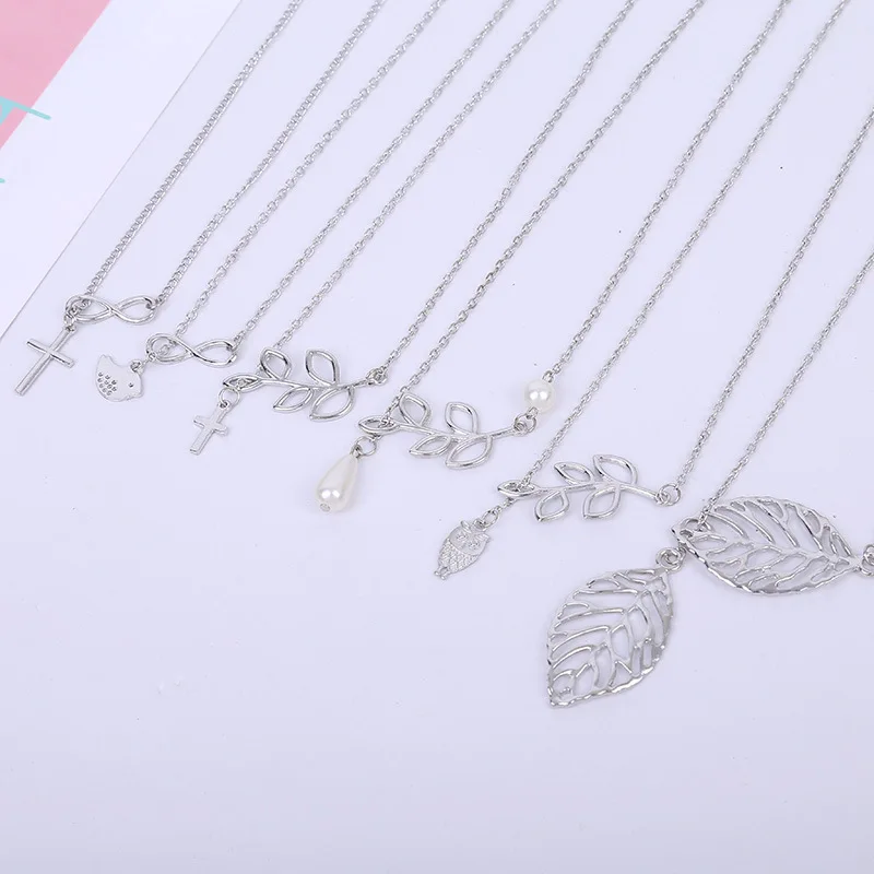 Department of European and American fashion Sen leaf double necklace Joker short clavicle metal chain | Украшения и аксессуары