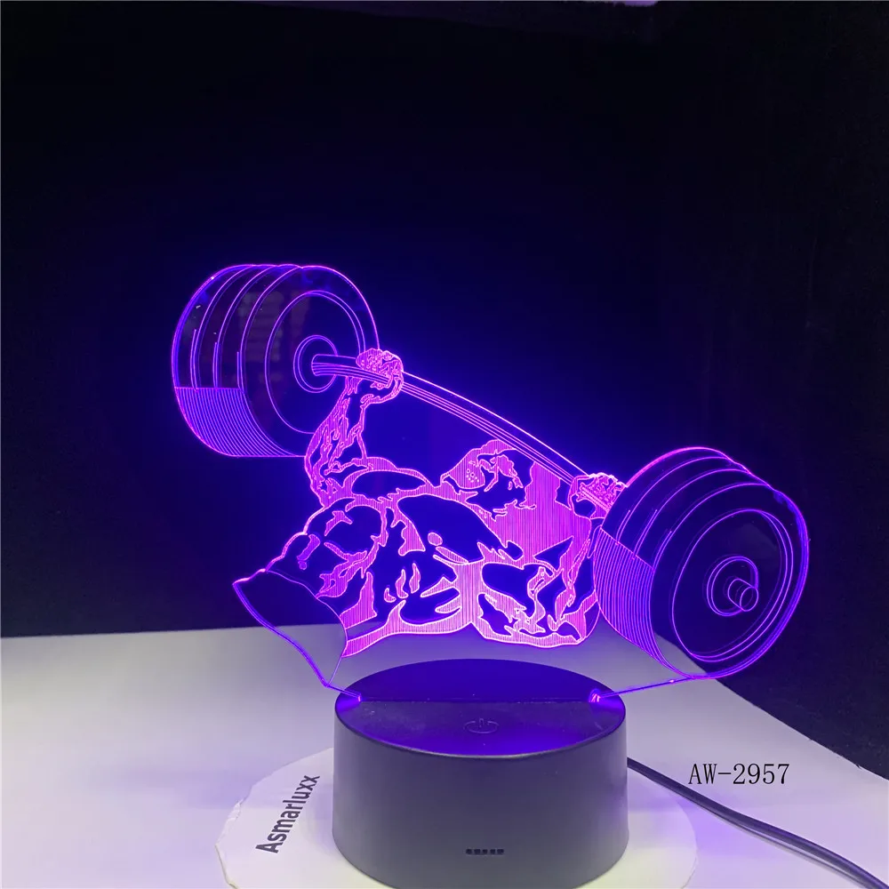 Вес подъема 3D Ночной светильник 7 цветов Изменение Акриловые USB Новинка