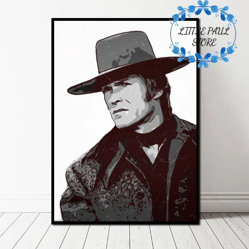 Черно белый художественный холст Clint Eastwood постер Настенная картина для гостиной